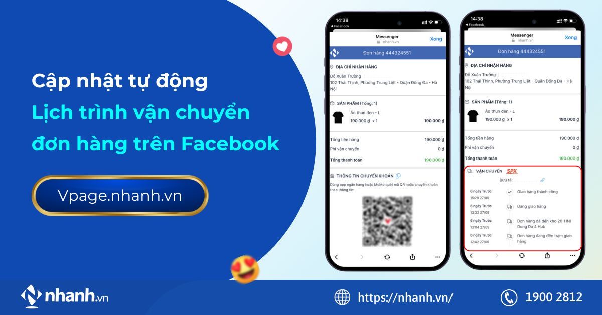 Cập nhật tự động lịch trình vận chuyển đơn hàng trên Facebook